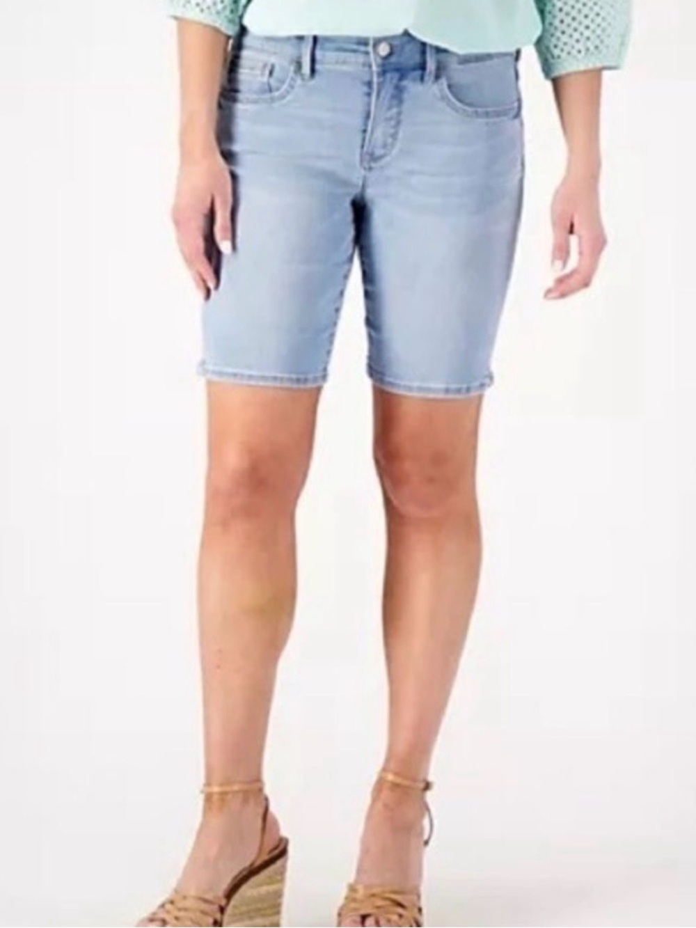 NYDJ Light Wash Ella Denim Bermuda Shorts 16